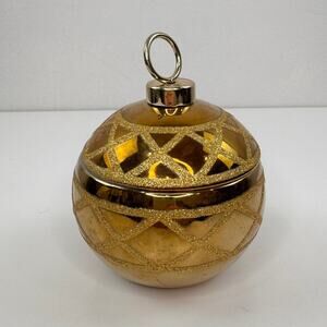 Yankee Candle Gold Glitter Ornament Ball Candle Christmas Cookie Remove Top